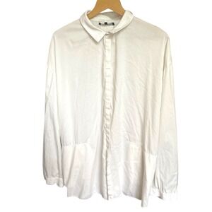 Lafayette 148 White‎ Tunic Button Front Top With Pockets XXL